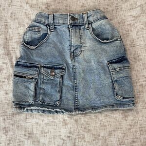 Denim Cargo Mini Skirt